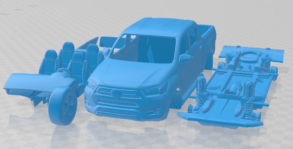 Toyota Hilux Double Cab 2021 Printable Car 3D Print Model .c4d .max .obj .3ds .fbx .stl .blend 