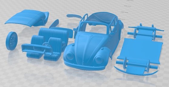 Volkswagen Beetle Convertible 1975 Printable Car Model do druku 3D .c4d .max .obj .3ds .fbx .stl .blend 