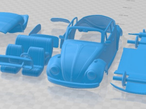 Volkswagen Beetle Convertible 1975 Printable Car 3Dプリントモデル
