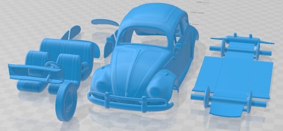 Volkswagen Beetle Herbie 1963 Printable Car 3D-printmodel .c4d .max .obj .3ds .fbx .stl .blend 
