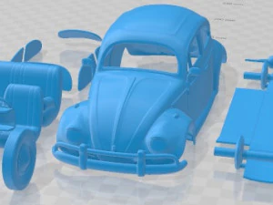 Volkswagen Beetle Herbie 1963 Printable Car 3D Print Model