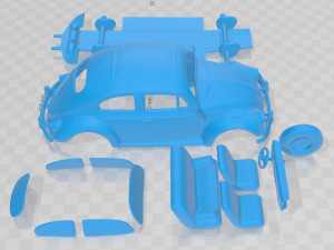 Volkswagen Beetle Herbie 1963 Printable Car 3D-printmodel