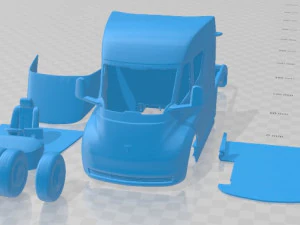Tesla Semi 3axis LR 2018 Yazdırılabilir Kamyon 3D Baskı Modeli
