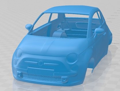 Fiat 500 2010 Printable Body Car Modello di stampa 3D .c4d .max .obj .3ds .fbx .stl .blend 