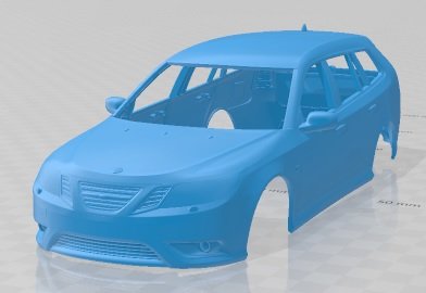 Saab 9-3 Sport Combi 2008 Printable Body Car 3D-Druckmodell .c4d .max .obj .3ds .fbx .stl .blend 