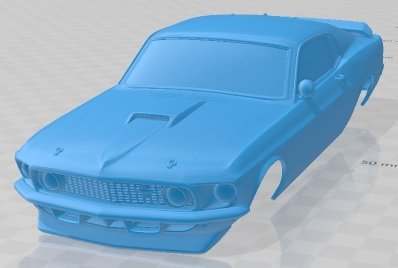 Mustang John Bowe 1969 Printable Body Car Modello di stampa 3D .c4d .max .obj .3ds .fbx .stl .blend 