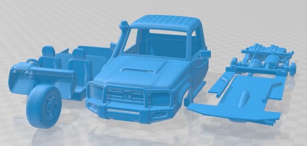 Toyota Land Cruiser J70 Cab Chassis GXL 2008 Printable Car 3D 打印模型 .c4d .max .obj .3ds .fbx .stl .blend 