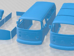 वोक्सवैगन ट्रांसपोर्टर टी2 पैसेंजर वैन 1972 मुद्रण योग्य 3D प्रिंट मॉडल