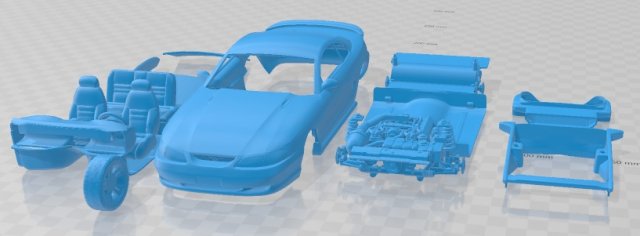 Mustang GT 1998 Printable Car 3D Принт Модель .c4d .max .obj .3ds .fbx .stl .blend 