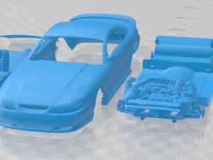 Mustang GT 1998 Printable Car 3D Print Model