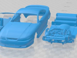 Mustang GT 1998 Printable Car Modello di stampa 3D