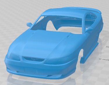 Mustang GT 1998 Printable Body Car 3D Print Model .c4d .max .obj .3ds .fbx .stl .blend 