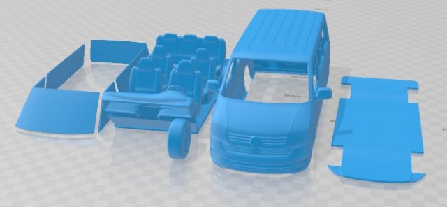 Volkswagen Transporter T6 2020 Printable Van 3D-Druckmodell .c4d .max .obj .3ds .fbx .stl .blend 