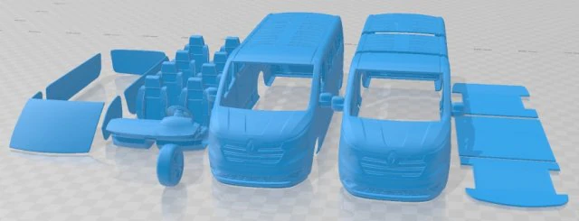 Renault Trafic SpaceClass LWB 2021 Printable Van 3D Print Model .c4d .max .obj .3ds .fbx .stl .blend 