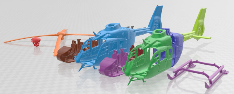 Airbus Helicopter H135 Printable 3D Print Model .c4d .max .obj .3ds .fbx .stl .blend 