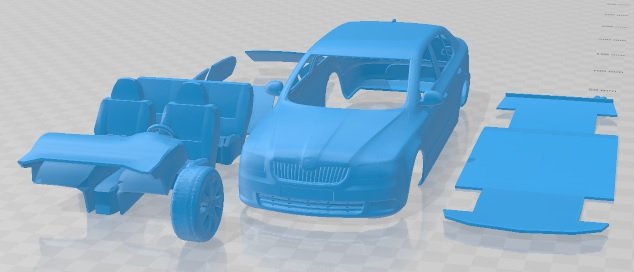 Skoda Superb 2009 Sedan Printable Car Modelo de Impressão 3D .c4d .max .obj .3ds .fbx .stl .blend 