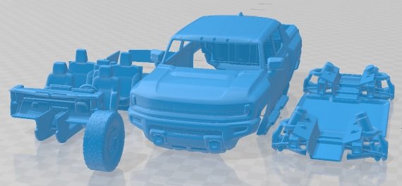 Hummer EV 2022 Printable Car Modello di stampa 3D .c4d .max .obj .3ds .fbx .stl .blend 