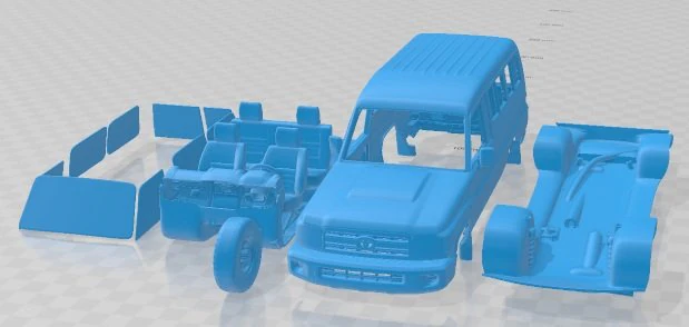 Toyota Land Cruiser J78 2010 Printable Car 3D Print Model .c4d .max .obj .3ds .fbx .stl .blend 
