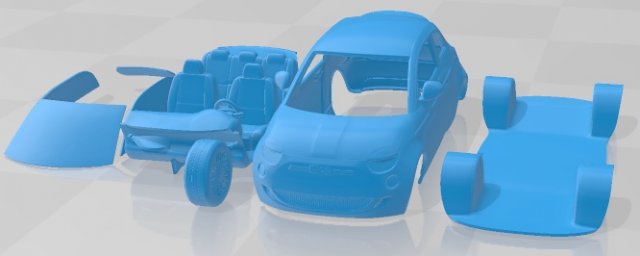 Fiat 500 Electric 2020 Printable Car Modelo de Impressão 3D .c4d .max .obj .3ds .fbx .stl .blend 