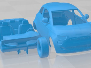 Fiat 500 Electric 2020 Printable Car Modelo de Impressão 3D