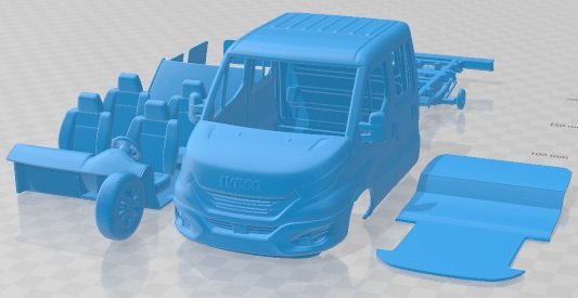 Iveco Daily Crew Cab l2 2022 Printable Model do druku 3D .c4d .max .obj .3ds .fbx .stl .blend 