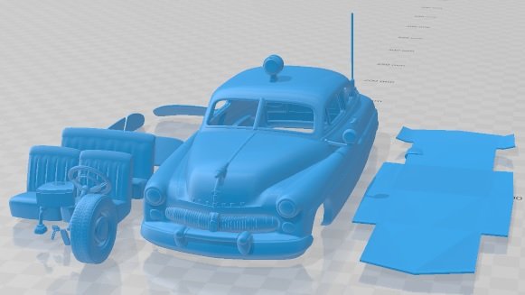 Mercury Eight Coupe Police 1949 Printable Car Model Cetak 3D .c4d .max .obj .3ds .fbx .stl .blend 