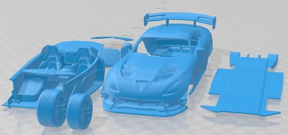 Dodge Viper ACR 2016 Printable Car 3D Print Model .c4d .max .obj .3ds .fbx .stl .blend 