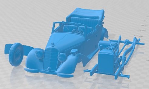Mercedes Benz TYP 170V Cabriolet B German Staff 1940 Printable Car Modello di stampa 3D .c4d .max .obj .3ds .fbx .stl .blend 
