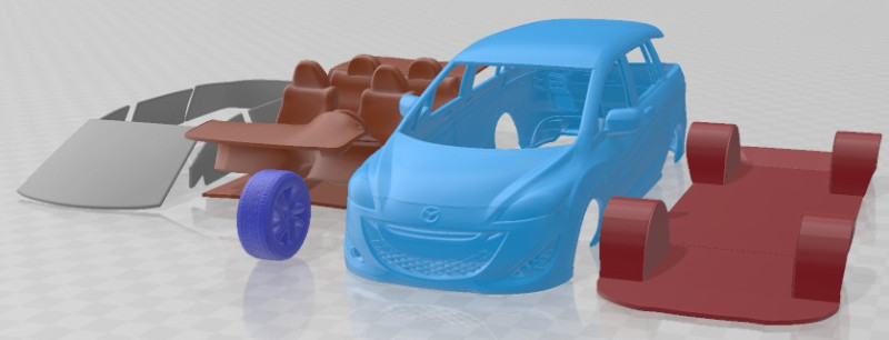 Mazda 5 2011 Printable Car 3Dプリントモデル .c4d .max .obj .3ds .fbx .stl .blend