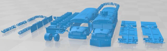 Zombie Apocalypse School Bus Printable 3D Print Model .c4d .max .obj .3ds .fbx .stl .blend 