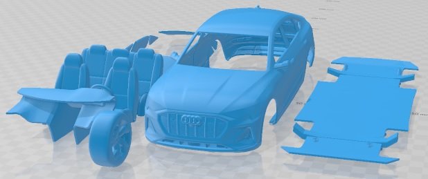 Audi E-Tron S Sportback 2021 Printable Car 3D 프린트 모델 .c4d .max .obj .3ds .fbx .stl .blend 