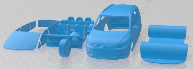 Volkswagen Touran 2011 Printable Car 3D 프린트 모델 .c4d .max .obj .3ds .fbx .stl .blend