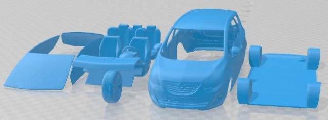 Opel Meriva 2011 Printable Car 3D Print Model .c4d .max .obj .3ds .fbx .stl .blend 