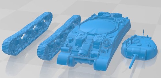 M4A2 Sherman Printable Tank 3D-Druckmodell .c4d .max .obj .3ds .fbx .stl .blend 