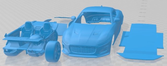 Jaguar F Type R Coupe 2021 Printable Car 3D Принт Модель .c4d .max .obj .3ds .fbx .stl .blend 