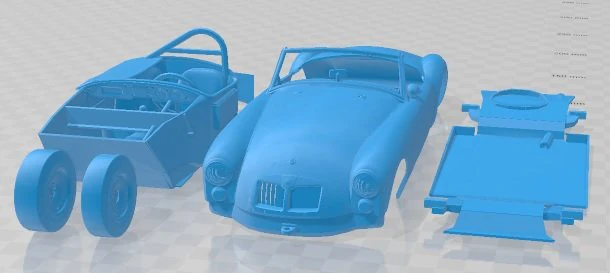 Coche imprimible de carreras MG MGA Modelo de impresión 3D .c4d .max .obj .3ds .fbx .stl .blend 