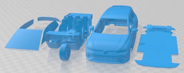 Volkswagen Golf R 2022 Printable Car Modèles 3D en vedette .c4d .max .obj .3ds .fbx .stl .blend 