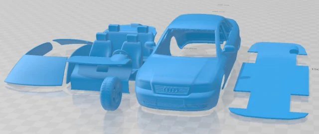 Audi A4 Sedan 1999 Printable Car 3D Print Model .c4d .max .obj .3ds .fbx .stl .blend 