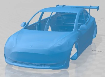Tesla Model 3 Race Printable Body Car 3D Print Model .c4d .max .obj .3ds .fbx .stl .blend 