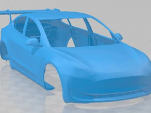 Tesla Model 3 Race Printable Body Car 3D Print Model