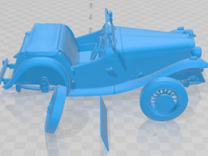 MG TC 1949 Printable Car Model Cetak 3D