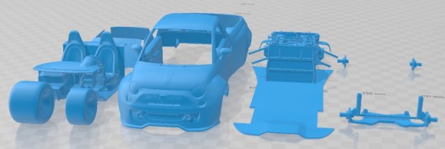 Fiat 500 Abarth Pick Up Printable Car Modello di stampa 3D .c4d .max .obj .3ds .fbx .stl .blend 
