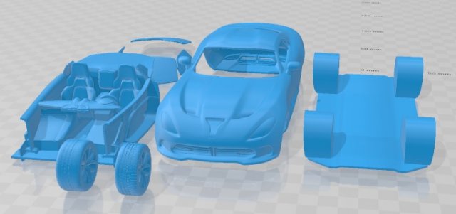 Dodge Viper GTS 2013 Printable Car 3D 프린트 모델 .c4d .max .obj .3ds .fbx .stl .blend 