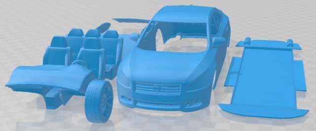 Nissan Maxima 2009 Printable Car 3Dプリントモデル .c4d .max .obj .3ds .fbx .stl .blend