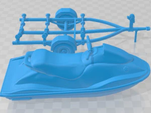 Jet Ski and Trailer Printable 3D Print Model