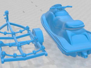 Jet Ski and Trailer Printable 3D Print Model