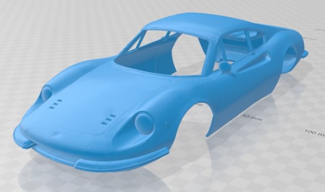 Ferrari Dino 246 GT 1969 Printable Body Car 3D Print Model .c4d .max .obj .3ds .fbx .stl .blend