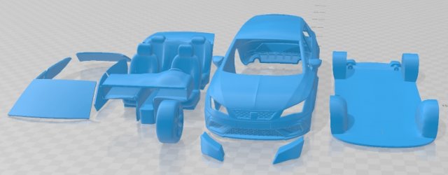 Seat Leon Cupra R 2018 v2 Printable Car 3D प्रिंट मॉडल .c4d .max .obj .3ds .fbx .stl .blend