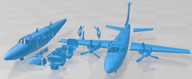 Piper Aerostar 700 Printable Airplane 3D 打印模型 .c4d .max .obj .3ds .fbx .stl .blend 