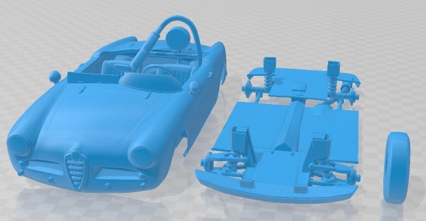 Alfa Romeo Giulietta Spider Racer 1957 Printable Car 3D 打印模型 .c4d .max .obj .3ds .fbx .stl .blend 